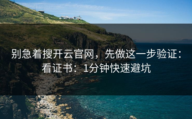 别急着搜开云官网,先做这一步验证:看证书:1分钟快速避坑